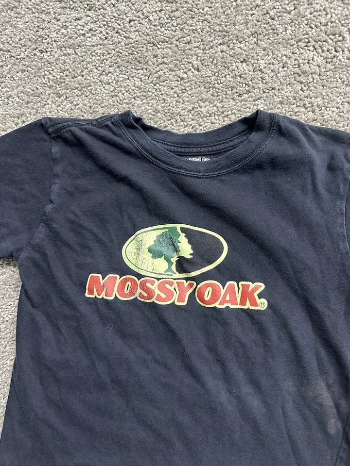 Camiseta de bebé Y2K 2000s para mujer roble musgo negra logotipo clásico talla pequeña S de colección Foto 2 de 4