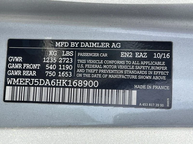 2016-2019 SMART FORTWO LEFT FENDER WHITE PC:EAZ 62K 50827 - Image 4 of 4