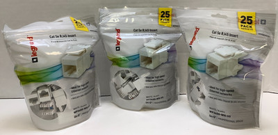 Legrand On-Q (WP3450-WH-V9) Cat 5e RJ45 Insert, White, 3 Packs of 25, 75 Total