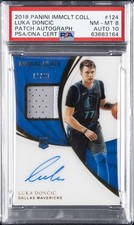 2018 PANINI IMMACULATE COLL PATCH AUTO #124 LUKA DONCIC 11/99 PSA 8 AUTO 10