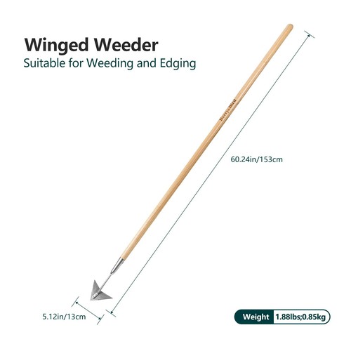 Triangle Hoe, 60'' Winged Weeder Garden Hoes with Long Wood Handle, Gardener ... - Picture 2 of 6