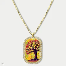 New Colorful Tree of Life Pendant Necklace Chain Photo Dog Tag Chain Gift Design