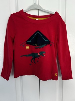 Joules Shire to Shore boys red long sleeve dinosaur top 2T tent opens