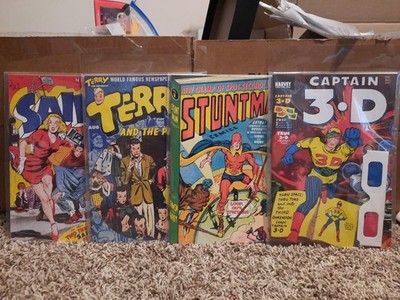 Captain 3D 1 Stuntman 1 Terry Adventures 5 Saint 3 Facsimile Edition Lot PS Art