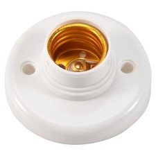 E27 Round Plastic Base Light Bulb Lamp Socket Holder White T5O65100