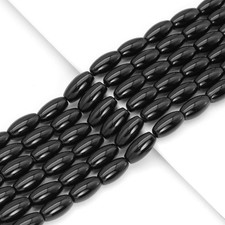 Black Onyx Smooth Rice Shape Beads, Sku Q43