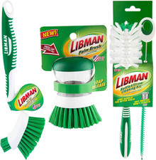 Libman Bottle Dish Brush Kit Cleaning Brushes for Kitchen Use Straw Brush