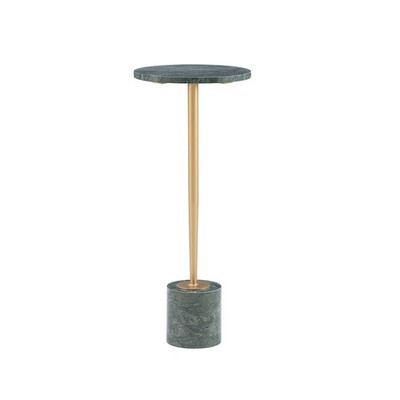 Ayleen Drink Table with Gold Metal and Green Marble Top and Base