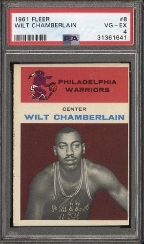 1961 Fleer Wilt Chamberlain PSA 4 #8 RC Rookie