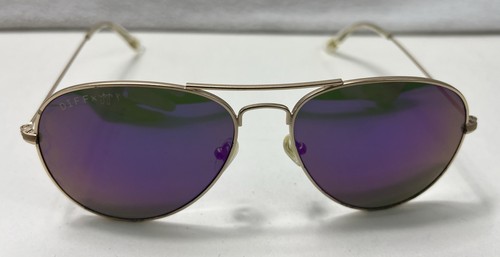 Diff X Jo Jo Gold Frame Aviator Purple Lens Sunglasses 53 17 135