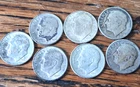 7 Roosevelt Dimes 1946 p dx2 &s, 1947 p d & s Silver 90% USA .70 Face Value