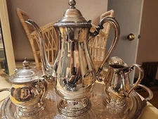 Vintage Camille Silverplate Coffee Tea Set w/ Tray by International Silver Co.
