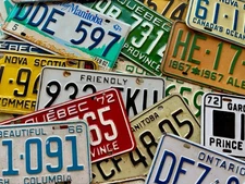 Canadian License Plates -  All Provinces Available in Craft Condition
