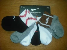 Infant/Toddler Boys NWT NIKE Socks Ankle 6prs Soccer Football Asst Sz:12-24 mos