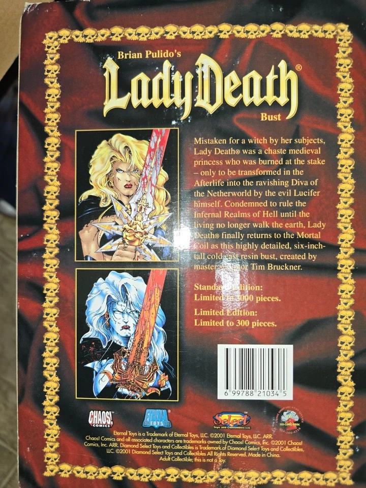 Busto Diamond Select Lady Death 6" con base de madera Foto 4 de 4