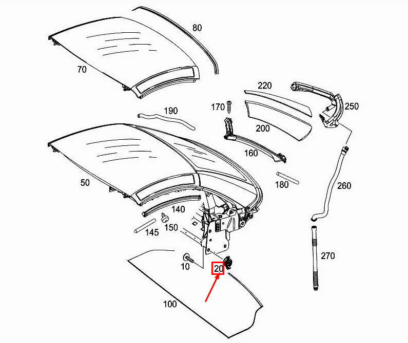MERCEDES-BENZ SLK R172 Toleranzring B-Säule links A1727740095
