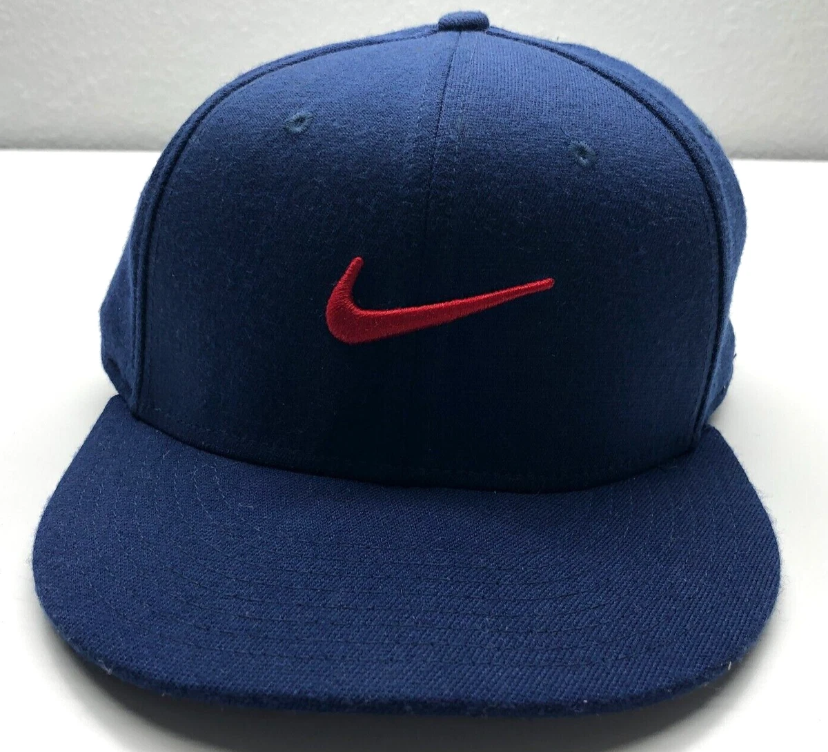 Nike True Baseball Cap Navy Blue Mens OSFM Stretch Red Logo Embroidered 667529 4