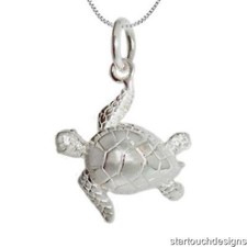 New .925 Sterling Silver Sea Turtle Pendant Necklace