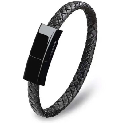 Bracelet Charging Cable Braided Wrist Band Data Charger Cord Travel Black New US