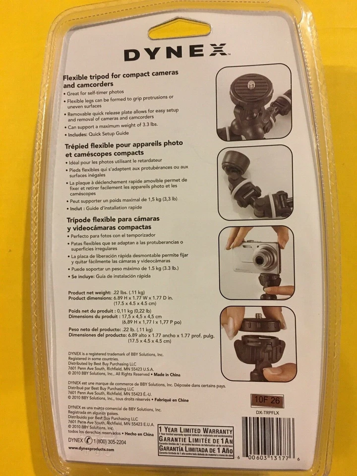 NISP Dynex Flexible Compact Camera Tripod Camcorder Multiposition DX-TRPFLX  - Image 3 of 4