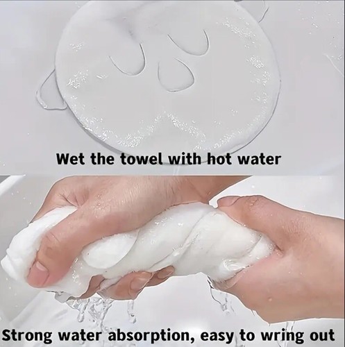 White Fabric Hot Compress Face Towel Masks, Reusable Facial Steamer Towel UK - 第 4/4 張圖片