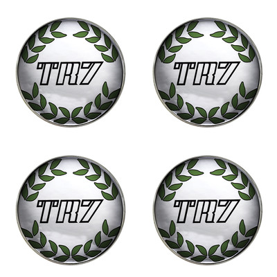 Triumph TR7 Kranz weiß B/G Logo selbstklebend 4er Set Gel Radnaben