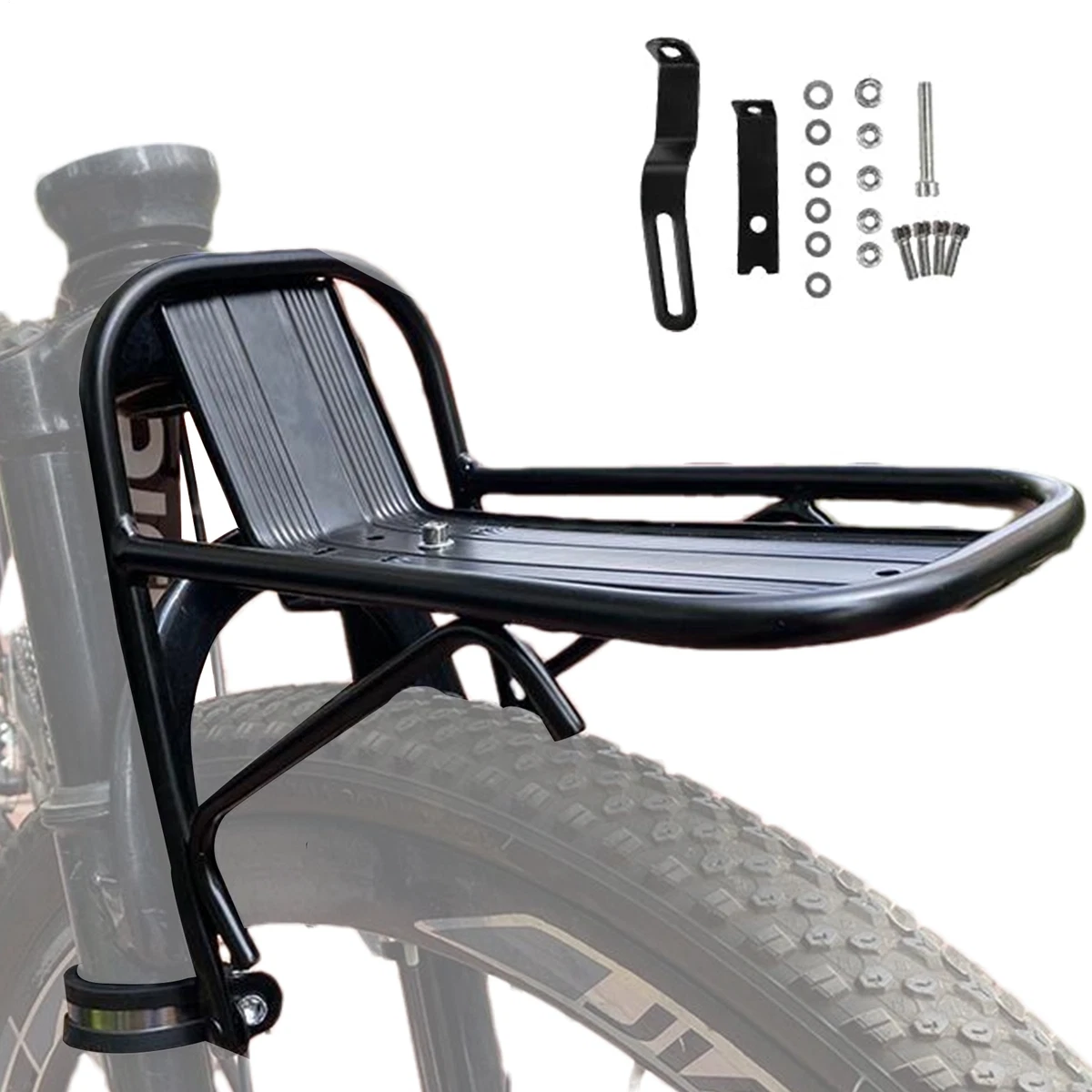 Porte-bagages Avant Vélo Universel - Fixation Pour Pannier, Montage Frein Disque - Acier Noir