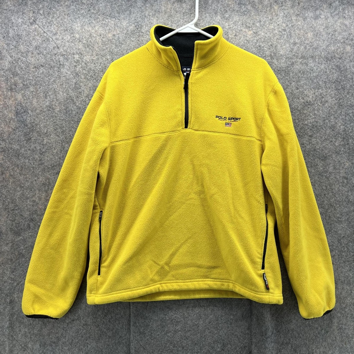 Polo Ralph Lauren Sweater Men Medium Pullover Yellow 1/4 Zip