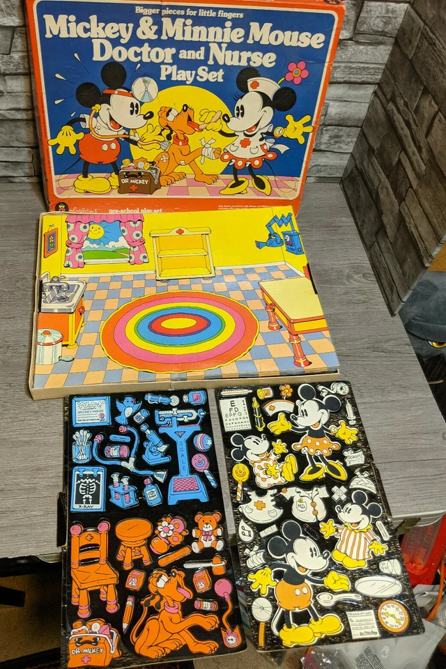 Rare Vintage Colorforms Mickey Minnie Mouse Doctor & Nurse Pre-School Play Set - Image 2 of 4