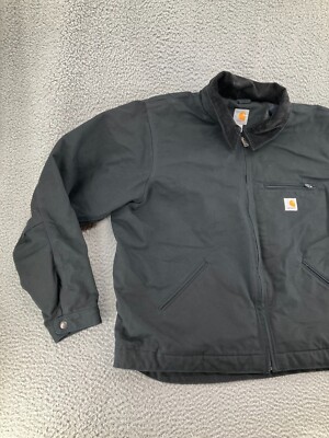 Carhartt Detroit Jacket Mens 2XL XXL Black Blanket Lined Canvas