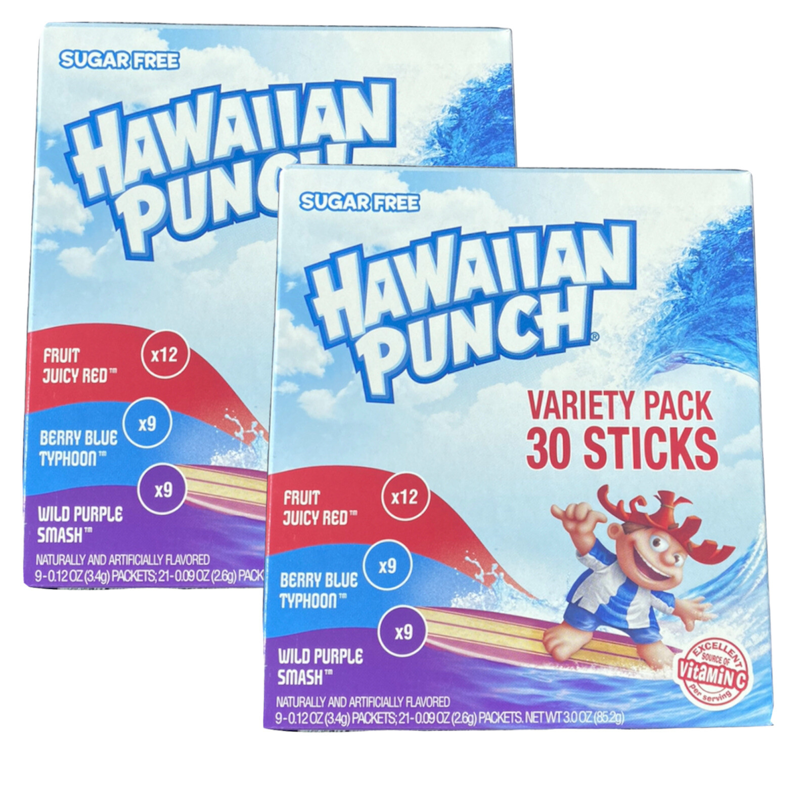 2 Hawaiian Punch Sugar Free Drink Mix Singles To Go Variety Pack 30ct 60 Sticks