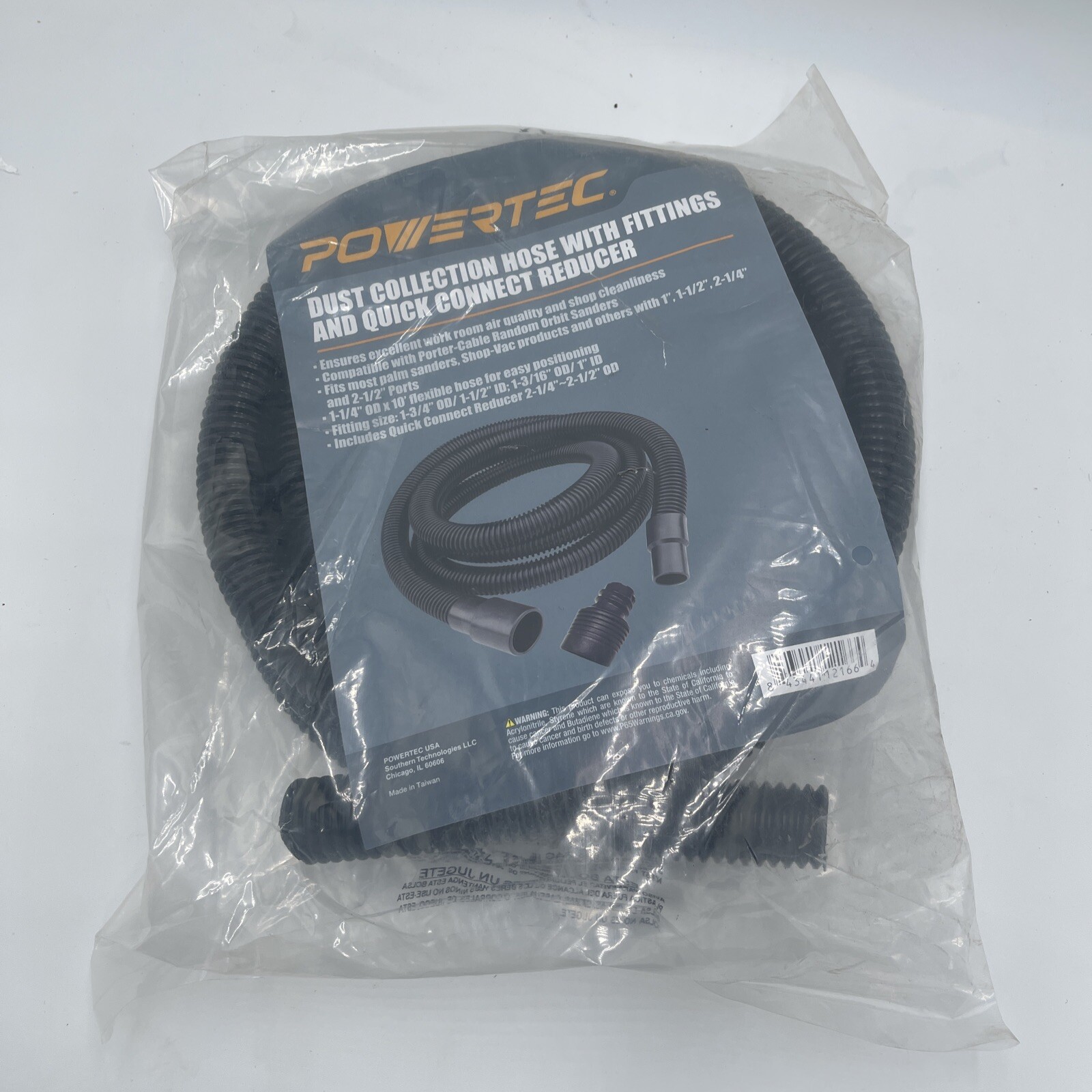 POWERTEC 70356 10&rsquo; Vacuum Hose Dust Collection Kit Woodwor