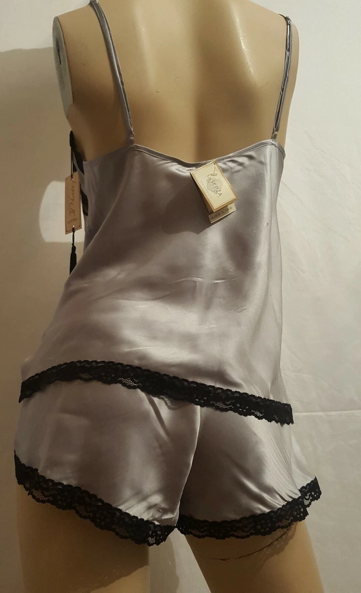 La Senza Set Silver Silk Sexy Hot Shorts And Vest Top, 2 pieces Lingerie  RRP £30