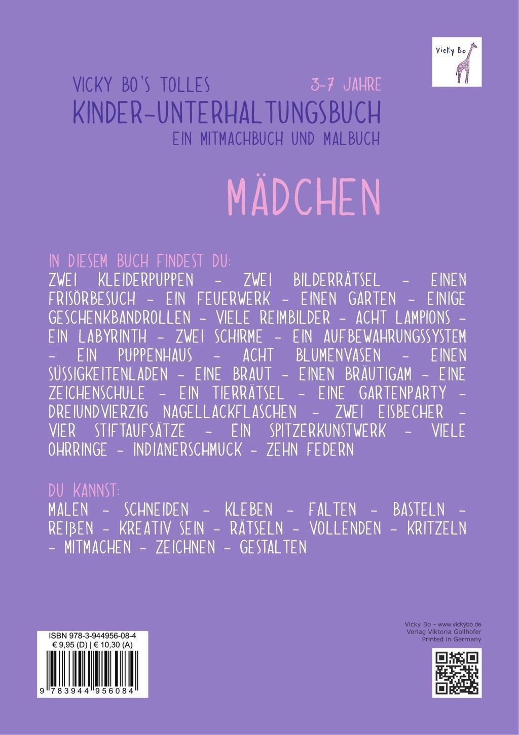 Thumbnail - Vicky Bo's Tolles Kinder-unterhaltungsbuch - Mädchen. Ab 3 Bis 7 Jahre