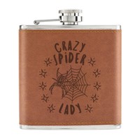 Crazy Spinne Lady Stars 170Ml Pu-Leder Flachmann Hellbraun Mum Muttertag Lustig