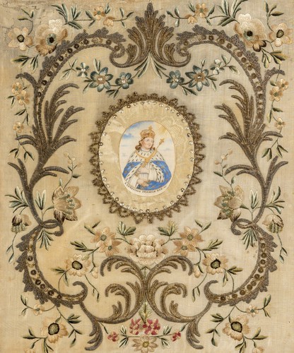 KONTINENTALE RELIGIÖSE STICKEREI, 18./19. Jh. Miniatur, Erhaltungsbericht
