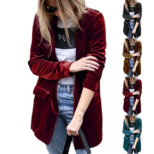Veste Blazer Velours Vintage Femme | Cardigan Manches Longues à Boutons | Style Décontracté Élégant