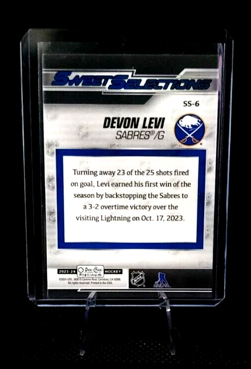 2023-24 O-Pee-Chee Platinum DEVON LEVI #SS-6 Sweet Selections Rookie - Sabres RC - Image 2 of 2