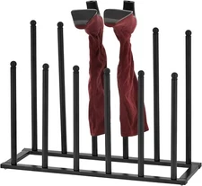 MyGift 6 Pair Modern Black Metal Boot Storage Shoe Footwear Display Rack Holder