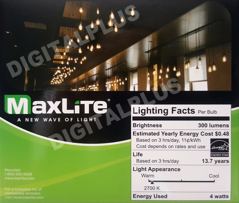6 pack B10 LED Light Bulbs 2700k 40W 300L Equivalent C12 E12 Candelabra Dimmable - Image 3 of 4