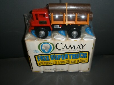 NEW 1970's 5 Camay Bath Soaps with Funmates Log Logging Truck