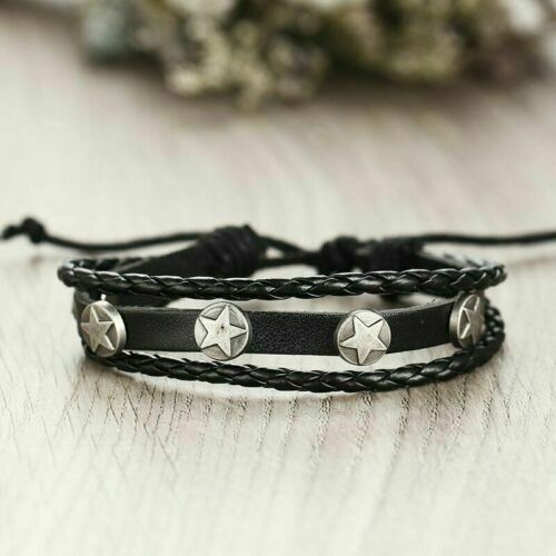 Juego de 5/6 piezas de pulsera multicapa puño brazalete de cuero búho hoja - Imagen 9 de 33