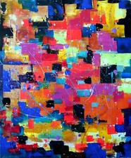 oeuvre tableau KSPERSEE peinture mixed abstrait toile chassis signe coté drouot