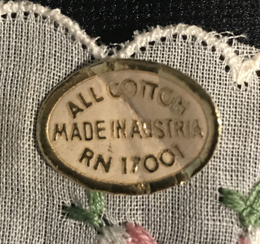 Lote 2 Pegatinas Pañuelo Floral Algodón AUSTRIA Bordadas Todas las Esquinas Dibujadas Foto 3 de 4