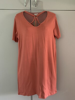 River Island Dark Orange Jersey Tunic Dress T-shirt Style Urban Grunge Sz: 8 NEW
