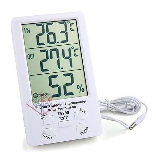 Orologio Digitale Per Doccia LCD – Impermeabile Con Timer, Temperatura E Umidità, Bianco