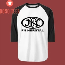 FN Herstal Firearms Guns Men's Raglan Black Size S to 2XL