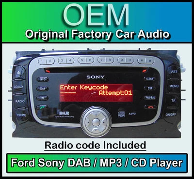 Ford Focus CD MP3 Reproductor Con Radio DAB , Sony Lenguado Coche Estéreo Código - Imagen 1 de 4