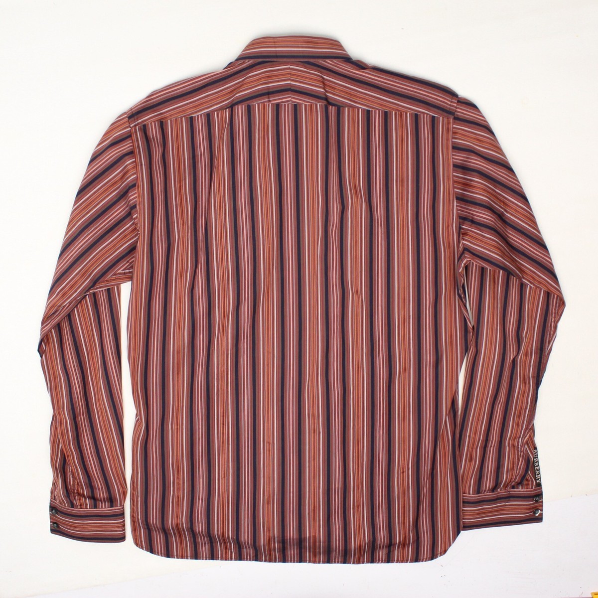 Burberry London Mens Dress Shirt M Brown Blue Orange Red