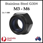 <!--F#f_0-->Black Stainless Steel Nylon Nuts Lock Insert Nut M3 M4 M5 M6 Coarse A2 G304<!--F/-->